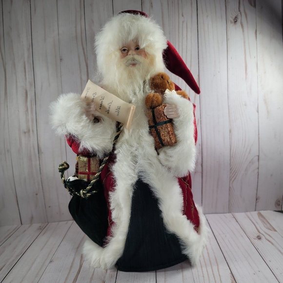 Traditions 16" Cloth and Porcelain Santa Centerpiece Holiday Decor - Picture 1 of 9